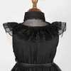 Onsdag Addams Costume Girl Kids Black Dress 240109