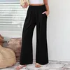 Women's Pants Spring Summer Wide Leg Loose Solid Color Straight Trousers Casual Plus Size With Pockets