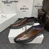 Berluti Business Leather Shoes Oxford Calfskin Handmade Top Quality Scritto Pattern Gentlemen's Formalwq