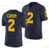 Anpassad 2024 Michigan Wolverines College Football Jersey J.J. McCarthy Blake Corum Donovan Edwards Cornelius Johnson Roman Wilson Jaylen Harrell Navy White Yellow