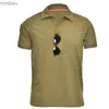 Men's T-Shirts Solid Color Tactical Shirt Outdoor Quick Dry Lapel Shirt Short Sleeve Men's Combat T-Shirt Military Tops Hiking Hunting TeeL240110
