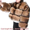 Vinter äkta päls kvinnor Raccoon Natural Fur Coat Silver Fox Long Vest Warm Luxury Jackas Parkas med läderpäls för kvinnlig 240109