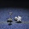 Quke Real Diamond Star Stud earrings 05ct D Color VVS1 Pure 925 Sterling Silver for Womende