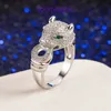 Carter Populära lyxdesigner Rings Leopard Head Ring Female Personality Diamond Emerald Zircon Jewelry With Original Box