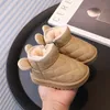 Winter Cartoon Bear Children Snow Boots Boys Girls Soft Warm Short Boots with Thick Fur Little Kids Cotton Shoes Cute Baby Boots 240109