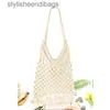 Axelväskor Ny tjock bomullstrå Tassel Str Bag Hollow Shoulder Woven Bag Casual Handbag Beach Bagstylisheendibags