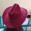 Berets Suede Autumn Double Concave Cowboy Hat Large Brim Top Unisex Rhinestone Jazz Western