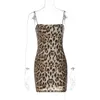 Moda Donna Urbano Abiti aderenti sexy Stampa leopardata Street Style Discoteca Serata All-in-one Canotta Slim Gonne con perline