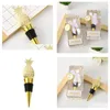 Party Favor 100st Tropical Wedding Favors Gold Pineapple Wine Bottle Stopper i presentförpackning Dekorativa stoppare SN2270 Drop Delivery H DH0ZD