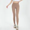 2024 ll Lycra 직물 단색 여성 루요가 바지 높은 허리 체육관 착용 legging elastic fiess lady 야외 스포츠 바지