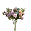 Flores decorativas 5 pc artificial 5 cabeça rosa seda para layout de fundo de casamento falso decoração de festa em casa arranjo de flores