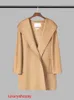 Maxmaras Womens Cashmere Coat Valdesse Çift Varlıklı Su Ripple Ceket Kısa Kapşonlu Yulaf Cli Maxmara CAS RJDV