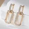 Boucles d'oreilles en peluche Kinel 585 Rose Gold Color Square Drop pour femmes White White Natural Zircon Accessoires Fine Bijoux