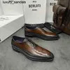 Berluti Business Leather Shoes Oxford Calfskin Handmade Top Quality Scritto Pattern Gentlemen's Formalwq