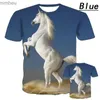 T-shirts pour hommes Nouvelle mode 3D T-shirts de cheval pour hommes Harajuku Tops à la mode T-shirts à manches courtes T-shirt en vrac Taille XS-4XLL240110