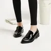 Shoes for Women Pointed Toe Ladies Summer Footwear Low Heel Elegant Black Moccasins Formal Korean Style Chic Point Lastest 240110