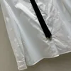 Camicette da donna 2024 Moda a maniche lunghe Casual sexy a forma di V con fibbia in metallo Camicia decorativa 1214