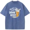 Men's T Shirts Keep Calm Drink Beer Printed T-Shirt Men Women Casual Fashion Oversized 90s Vintage Unisex Washed Old