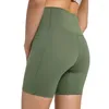 Short actif avec Logo Biker, extensible, taille haute, pour femmes, contrôle du ventre, Fitness, entraînement athlétique, course à pied, poche latérale