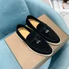 LP Wildleder-Loafer Mokassins-Schuhe Summer Walk Slip-On Charms flache Schuhe Apricot Echtes Leder Männer lässig Slip-on-Flats Frauen Luxus-Designer flacher Kleidschuh mit Box