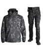 Pelle tattica Softshell TAD Abiti da uomo Abbigliamento da caccia mimetico Escursionismo Giacca con cappuccio impermeabile antivento + pantaloni9994632