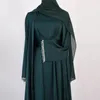 エスニック服eid yid yamono abaya satin beads moroccoアラビア語イスラム教徒のドレスドレスアバヤ