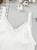 Vêtements de nuit pour femmes Hiloc White Night Dress Femmes Casual Dos Nu Col V Spaghetti Strap Coton Femme Robes Femme Nightwear Printemps 2024