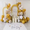 Dekoracja imprezy 108pcs żółte balony zestaw girlandy musztard piasek biały pastel balony na urodziny baby shower płeć