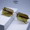 Güneş Gözlüğü 2024 Oculos Moda Erkekler İçin Moda Rimless Kadınlar Trending Square Glasses Lüks Güneş Lentes Vintage Gafas Lunette