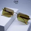 Zonnebril 2024 Oculos Mode Voor Mannen Randloze Vrouwen Trending Vierkante Bril Luxe Zon Lentes Vintage Gafas Lunette