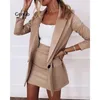 Wiosenna jesień biuro eleganckie damskie garnitur Slim Twopiece Set Lapel Long Rleeve Blazers Mini spódnice Lady 240110