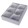 Display Watch Smycken Tray Organizer Showcase Display Box Holder Storage Stapelbar Velvet 6 Grid Pillows For Watches Armband Stativ