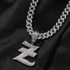 Torques UWIN Initial Necklaces Iced Out Baguettecz Cubic Zirconia Old English Latin Letter Pendant Fashion Alphabet Charms Jewelry