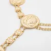 BLS-Miracle Boho Gorgeous Head Gold Color Coin Hexagonal Link midjekedja för kvinnor Fashion Belt Body Chains Party Gift Jewelry 240110