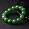 Bracciale in autentico filo di giada naturale di Hetian per coppie - cinturino da polso con perline squisite Buona fortuna e felicità