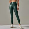 Damesleggings Dames Pu-leer Sport Y2k Esthetiek Slanke broek Elastische hoge taille Panty Bodems BuLifter Gym