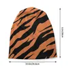 Beralar Zebra Tiger Baskı turuncu Bonnet Homme Kış Kafataları Beanies Hat Erkekler Kadınlar Yaratıcı Kumaş Şapkalar