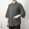 Mannen Casual Shirts 2024 Lente Zomer Mannen Chinese Stijl Traditionele Tai Chi Katoen Linnen Tang Pak Shirt Uniform Mannelijke blouses