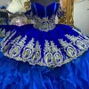 Vestidos de quinceañera mexicanos azules, apliques dorados, vestido de baile escalonado de Tull, vestido de cumpleaños con cordones, vestido dulce 16