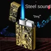 New Crisp Steel Tone Langsheng Torch Lighter Windproof Blue Flame