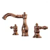 Bathroom Sink Faucets Wash Basin Brass Cold And Mixer Tap Water Antique Black Faucet Dual Handles Three Holes Taps