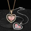 Halsband Twosided Heart Picture Pendant Halsbandsmycken för män Hip Hop Custom Iced Out Photo Spinning Pendant Women gratis frakt