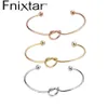 Fnixar Bracciale con nodo a cuore Braccialetti da polso con polsino aperto in acciaio inossidabile Spessore 2 mm Lettera iniziale fai da te Banglle 10 pezzi lotto 240110