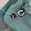 Tiffanylris Familys Sterling Silver 1837 Double Necklace Female Internet Red Collar Chain Personalized Male Couple Black Ring Pendant