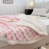 Filtar Checkerboard Plaid lammfilt mjukt tjock fluffig varm tupplur dubbelsidig sammet soffa täckning säng sängöverdrag