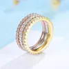 Halsband Kuololit Solid 585 Rose Gold Sterling Sier 5A Zircon Gemstone Rings for Women Handmade Half Size Band Wedding Party Gifts