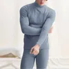 Vêtements de nuit pour hommes Long Johns Sous-vêtements thermiques pour hommes Couche de base doublée en polaire Ensemble par temps froid