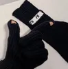 Ull stickade handskar vantar för kvinnor designer svarta kvinnor vinter stickad ull vante tjock varm cykling kör handskar skidhandskar
