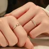 Korean Luxury Zircon Couple Ring For Women Men Silver Plated Love Forever Heart Adjustable Open Ring Wedding Anniversary Jewelry 240110