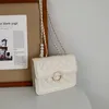 Bolsos de celosía de diamantes con cadena para mujer, bolso cruzado de moda con hebilla de perla, bolso cuadrado pequeño